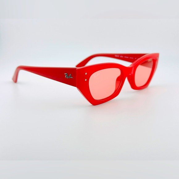 Ray-Ban Zena Sunglasses RB4430 Polished Red Cherry Frame with Pink Lenses Unisex - Picture 7 of 14